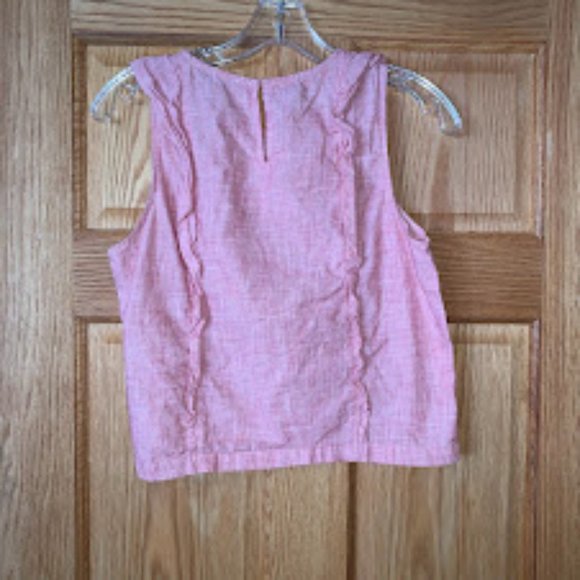 Madewell Red/Pink Crop Tank with Ruffles Size Small - Picture 2 of 4